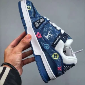 Louis Vuitton Blue Denim Embroidered Trainer - Image 3