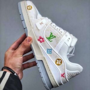Louis Vuitton White Denim Embroidered Trainer - Image 2