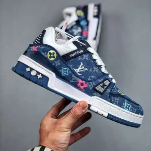 Louis Vuitton Blue Denim Embroidered Trainer - Image 2