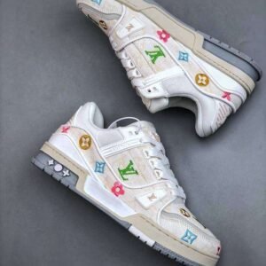 Louis Vuitton White Denim Embroidered Trainer - Image 4