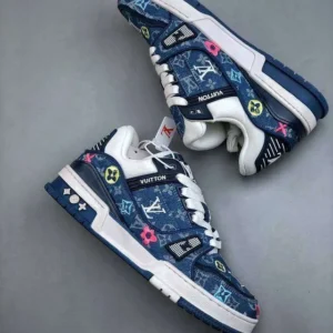 Louis Vuitton Blue Denim Embroidered Trainer - Image 5