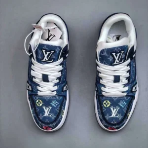 Louis Vuitton Blue Denim Embroidered Trainer - Image 6