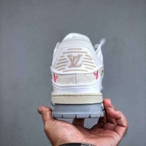 Louis Vuitton White Denim Embroidered Trainer - Image 6