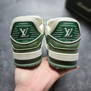 Louis Vuitton Trainer White Green Suede-2506 - Image 6