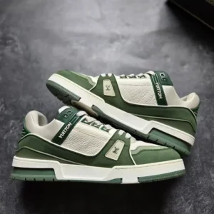 Louis Vuitton Trainer White Green Suede-2506 - Image 2