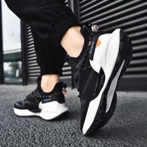 TRACER Black White Breathable Causal Running Shoes - Image 2
