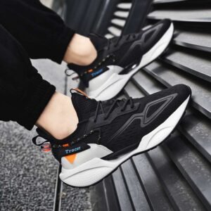 TRACER Black White Breathable Causal Running Shoes - Image 4